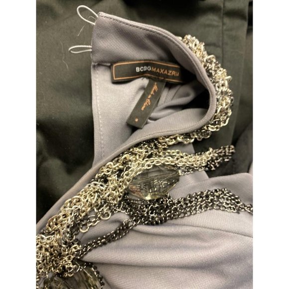 BCBGMAXAZRIA Gray Embellished Neck Cocktail Dress - Picture 6 of 6